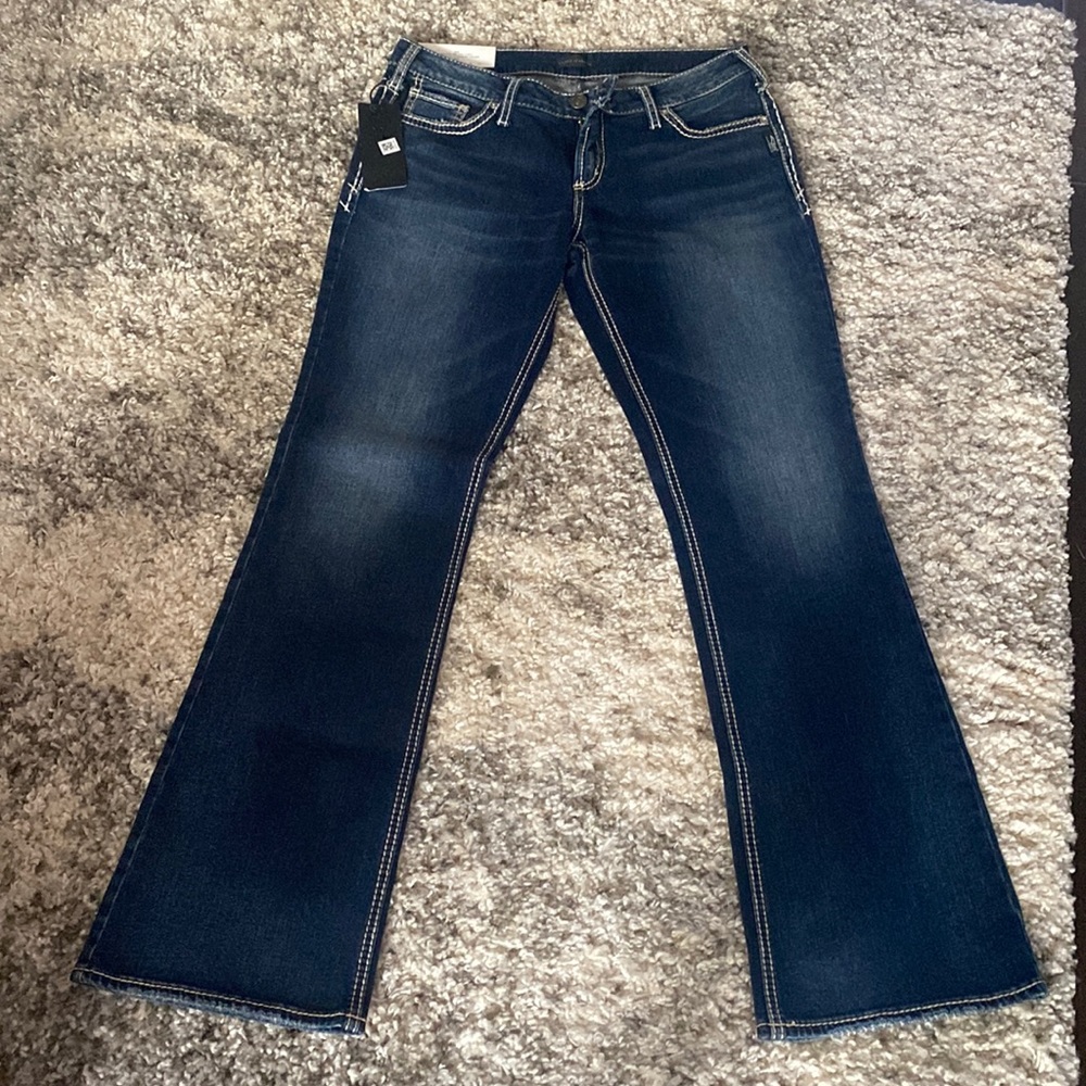 Silver Jeans Co Womens Suki Mid Rise Curvy Bootcut Jeans Indigo New 29x33